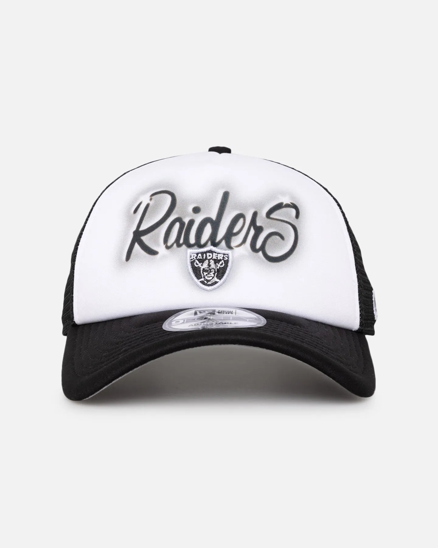 New Era Las Vegas Raiders 'Airbrush' 9FORTY A-Frame Trucker Snapback White/OTC sold by Culture Kings