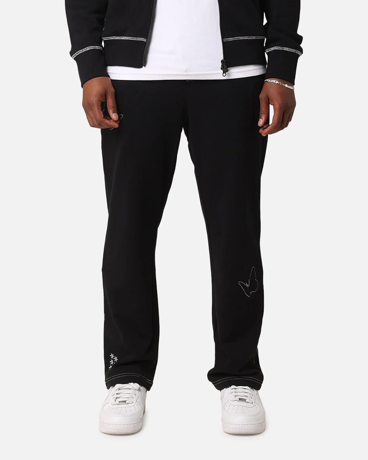 Felt Contrast Stitched Sweatpants Black sold by Culture Kings