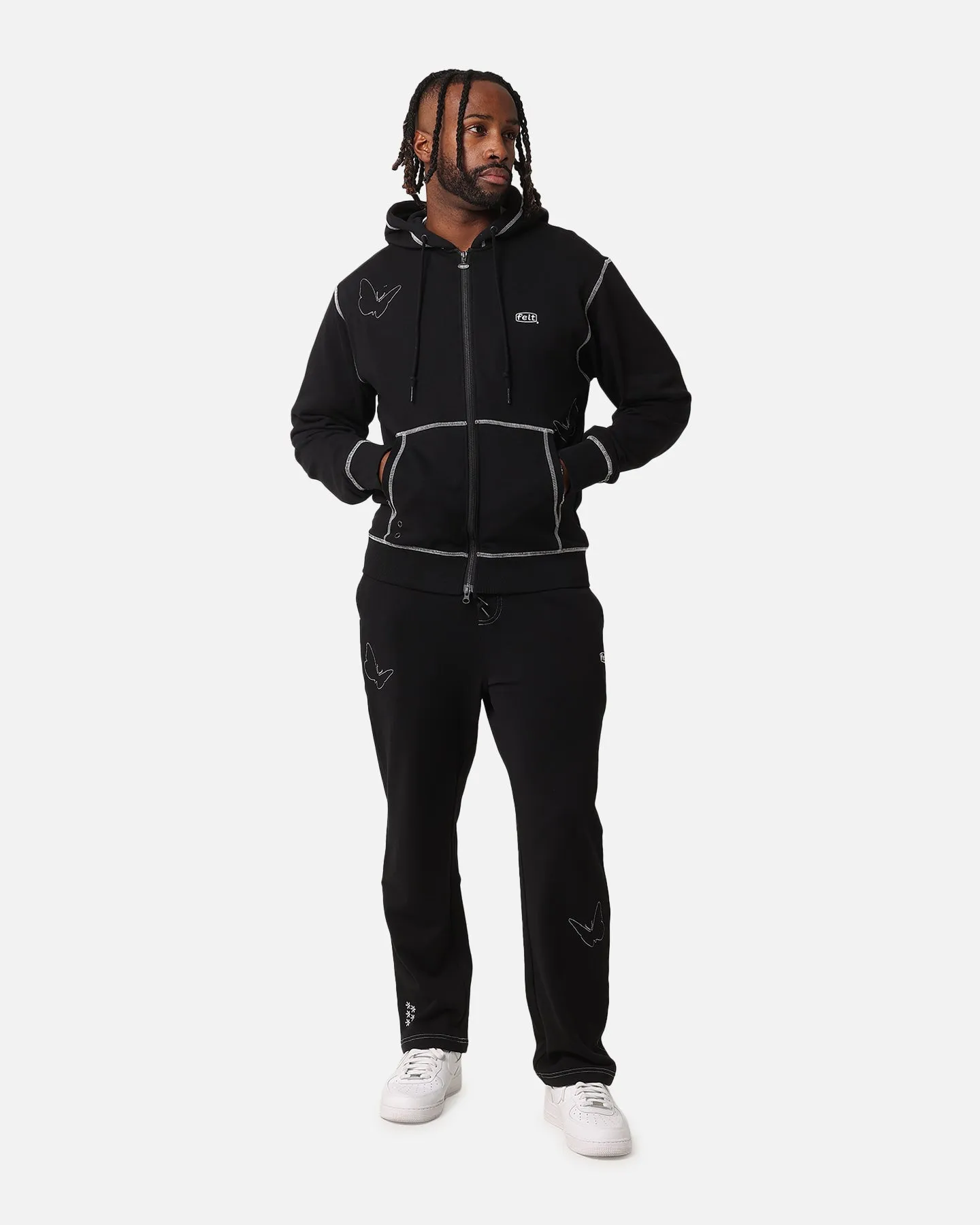 Felt Contrast Stitched Sweatpants Black sold by Culture Kings product image thumbnail 2