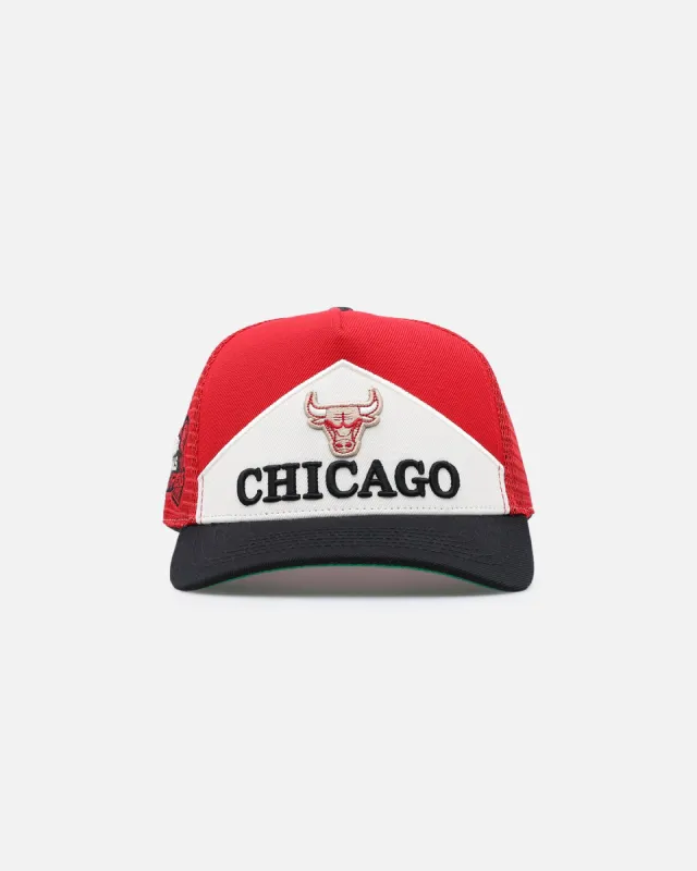 Pro Standard Chicago Bulls Chevron Pinch Front Trucker Snapback Red sold by Culture Kings
