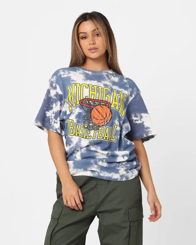 Mitchell & Ness Women's Michigan Wolverines Basketball T-Shirt Blue Tie Dye sold by Culture Kings