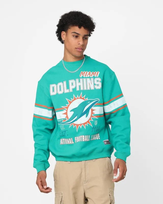 Majestic Athletic Miami Dolphins Stripe Crest Crewneck Faded Teal sold by Culture Kings
