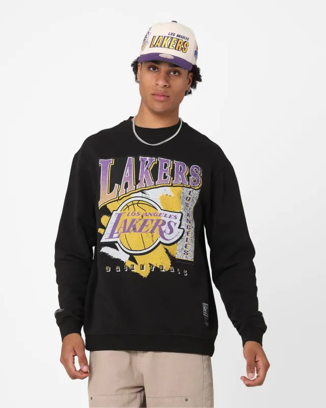 Mitchell & Ness Los Angeles Lakers Paintbrush Crewneck Faded Black sold by Culture Kings
