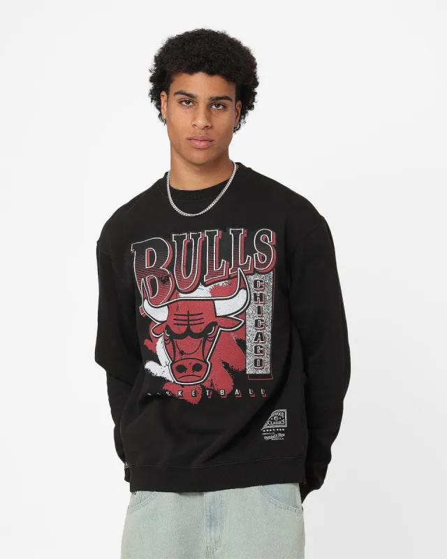 Mitchell & Ness Chicago Bulls Paintbrush Crewneck Faded Black sold by Culture Kings