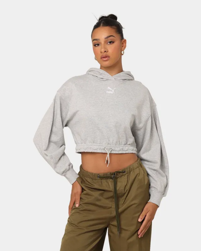 Puma Women's Classics Cropped Hoodie Light Gray Heather sold by Culture Kings