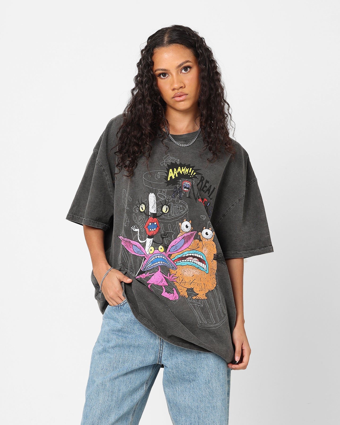 American Thrift x Aaahh!!! Real Monsters Monsters Heavyweight Vintage T-Shirt Black Wash sold by Culture Kings