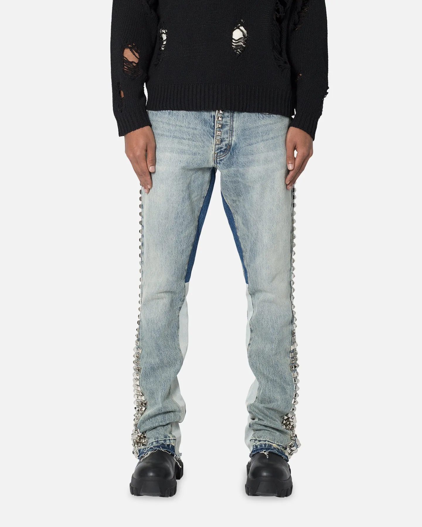 MNML B572 Studded Flare Denim Jeans Blue sold by Culture Kings