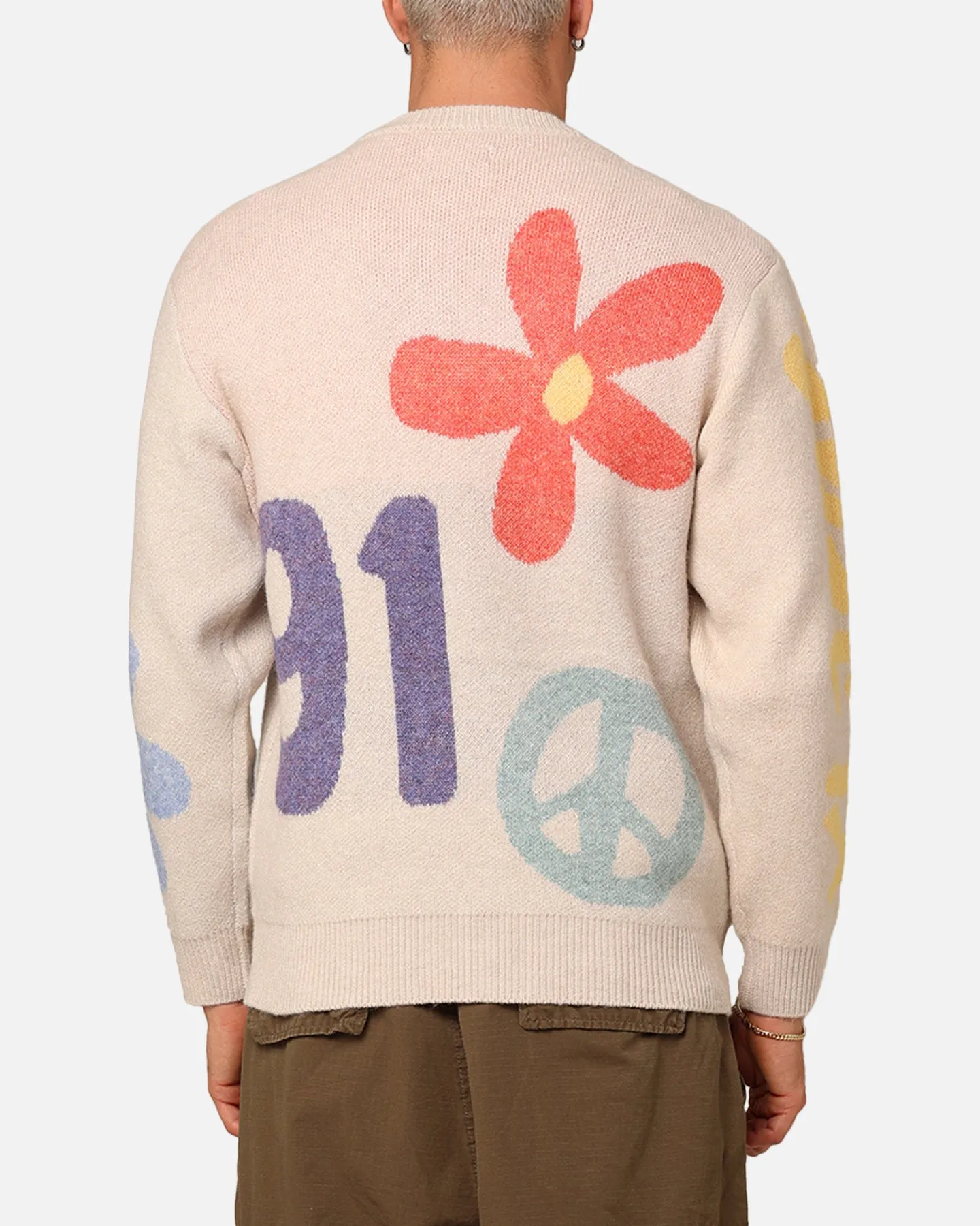X-Large Flower And Peace Recycled Knit Sweater Off White sold by Culture Kings product image thumbnail 4