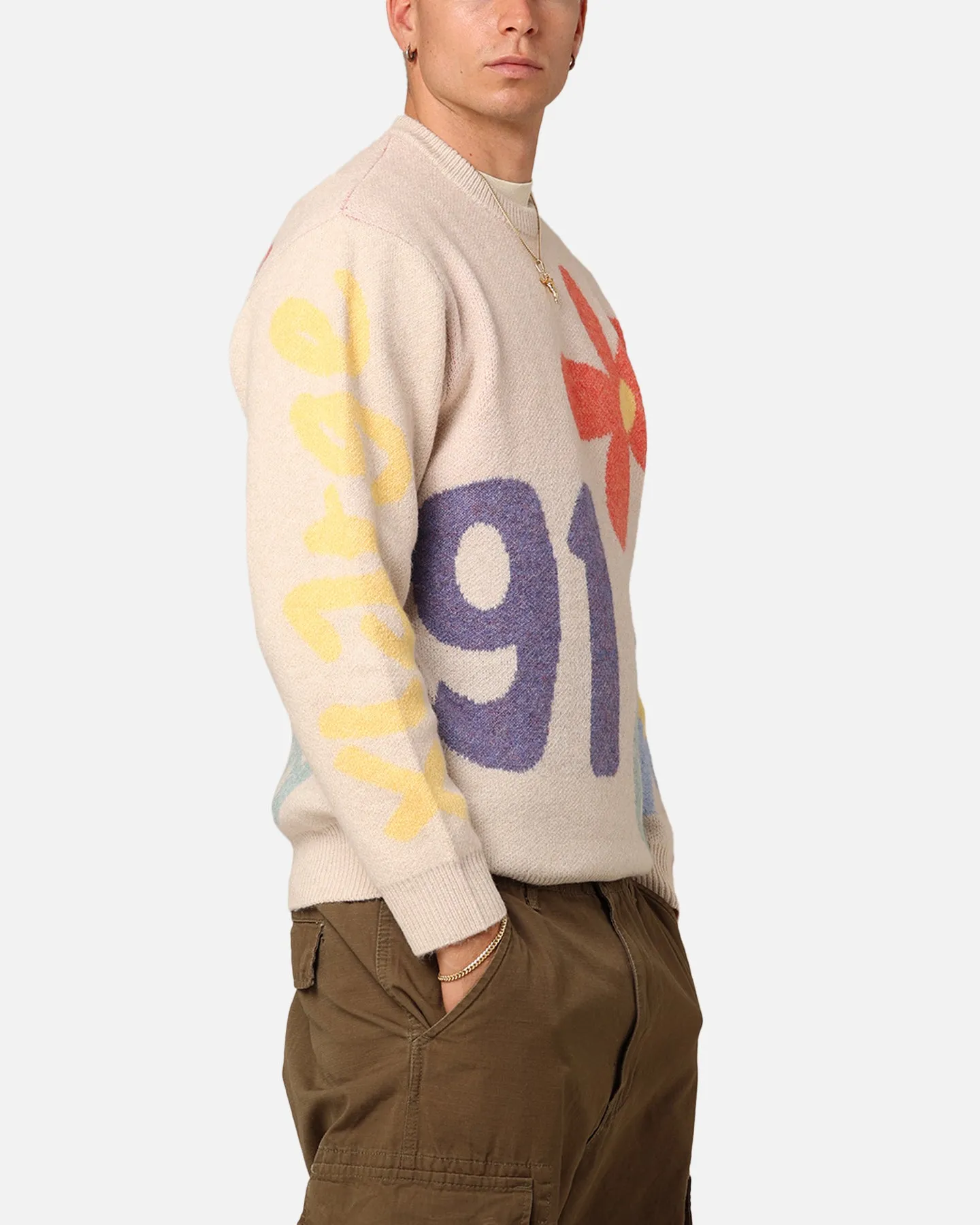 X-Large Flower And Peace Recycled Knit Sweater Off White sold by Culture Kings product image thumbnail 5
