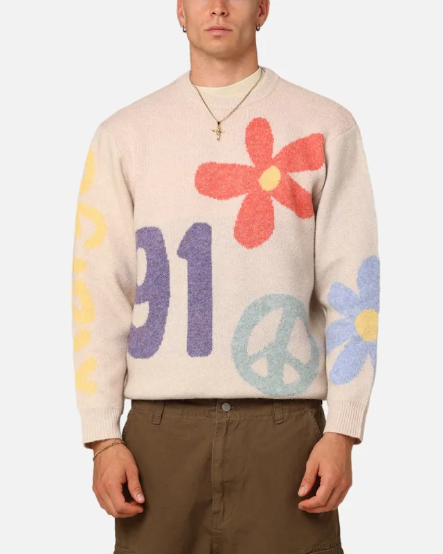 X-Large Flower And Peace Recycled Knit Sweater Off White sold by Culture Kings