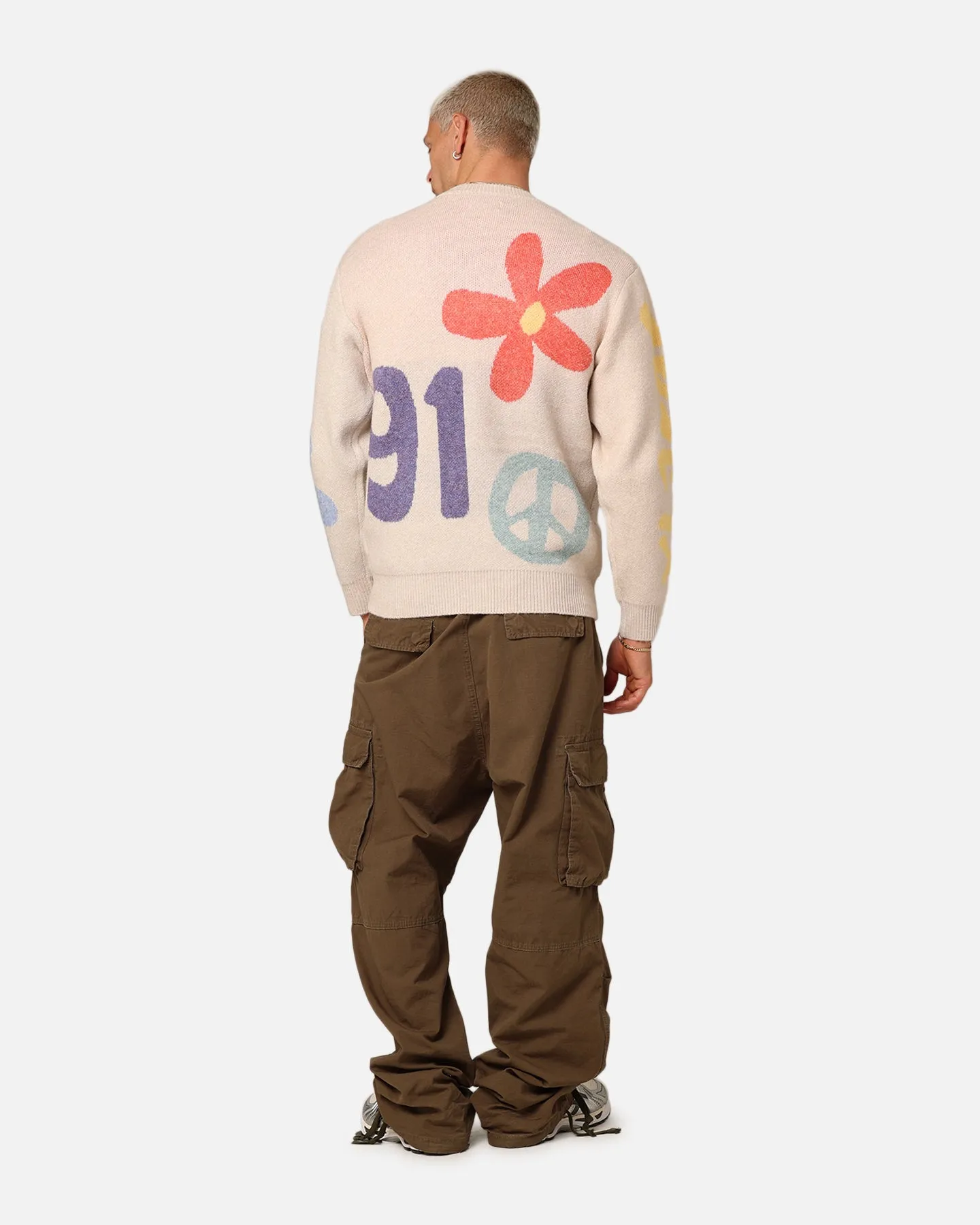 X-Large Flower And Peace Recycled Knit Sweater Off White sold by Culture Kings product image thumbnail 2