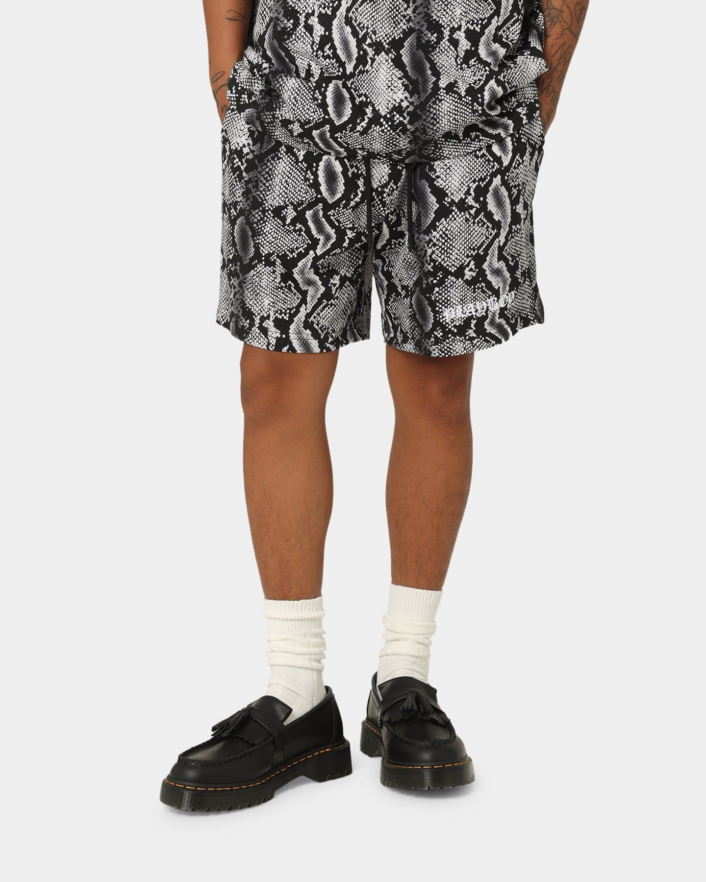 Playboy By CK Snake Shorts Grey/Black sold by Culture Kings