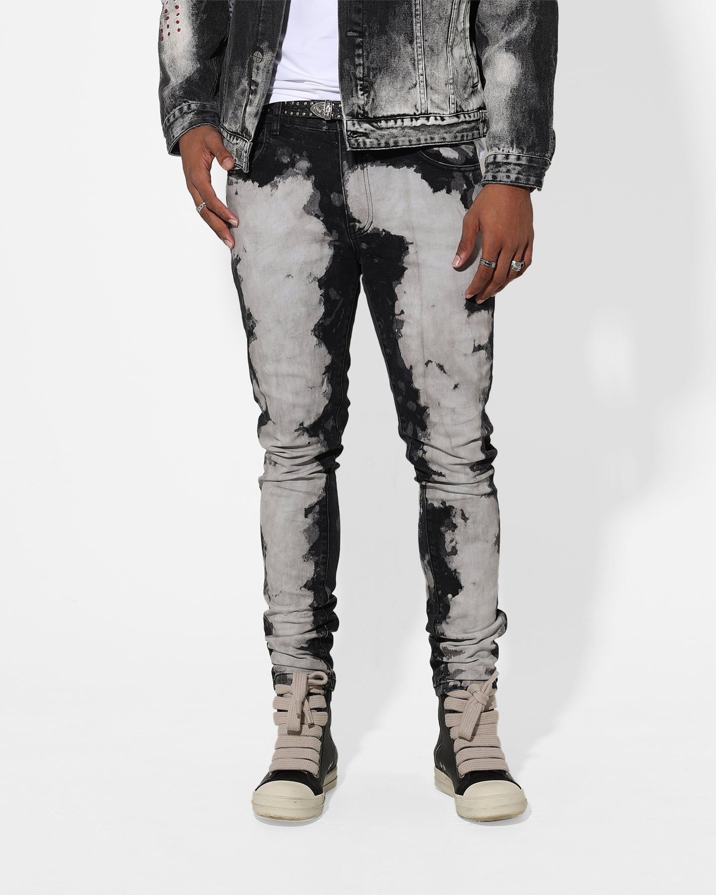 Saint Morta Splat Jeans Black/Grey sold by Culture Kings