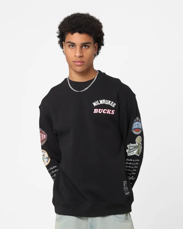 Mitchell & Ness Milwaukee Bucks Conference Crewneck Black sold by Culture Kings