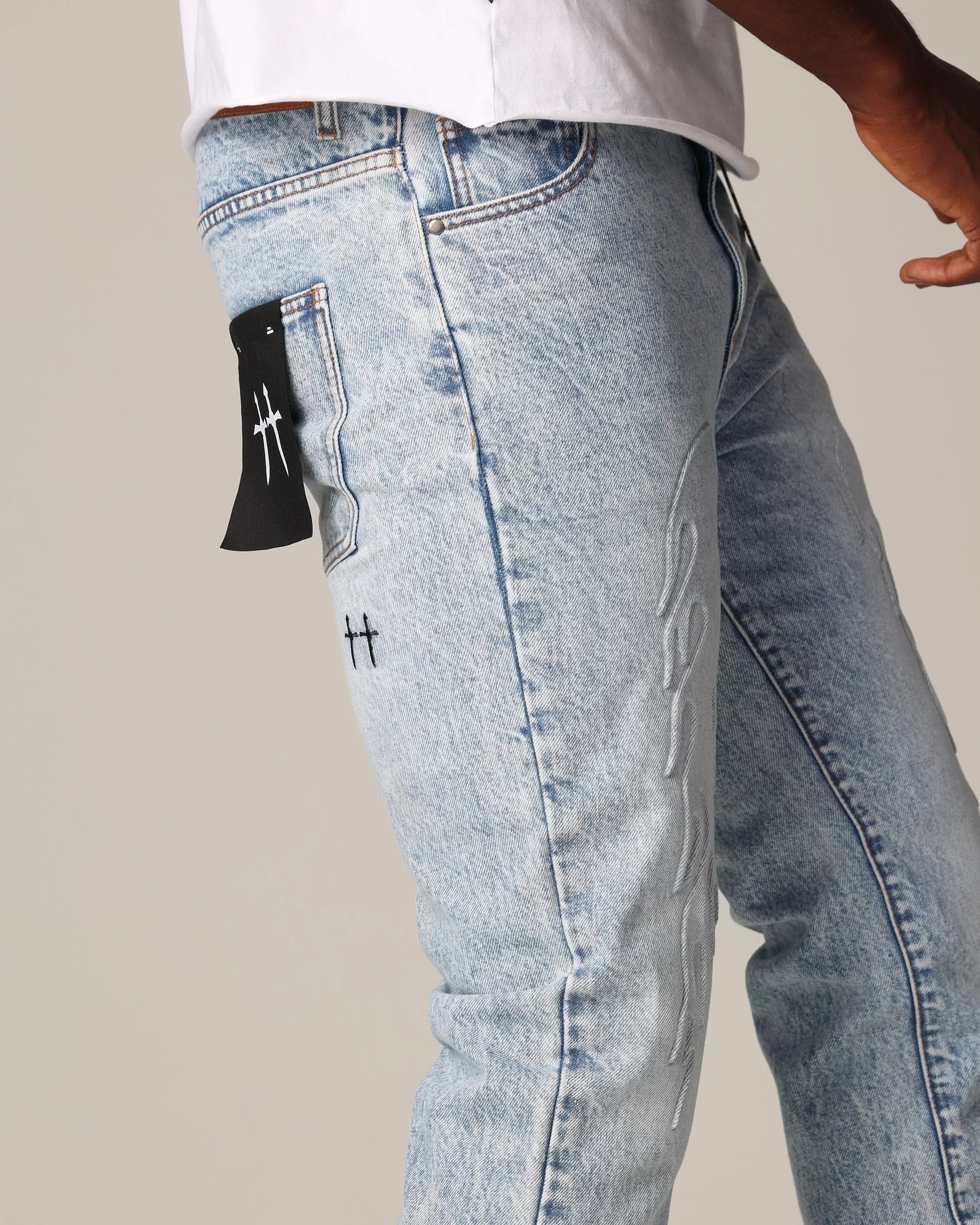 Saint Morta Inferno Fimi Jeans Blue Acidwash sold by Culture Kings product image thumbnail 3