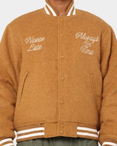 Obey Time Varsity Jacket Brown sold by Culture Kings