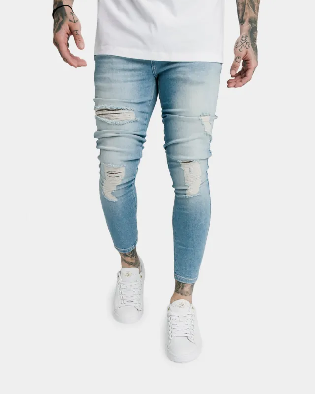 Sik Silk Distressed Denim Jeans Light Wash sold by Culture Kings