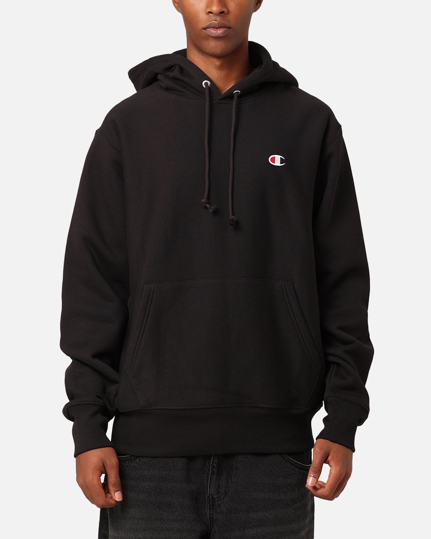 Champion Reverse Weave Small C Hoodie Black sold by Culture Kings