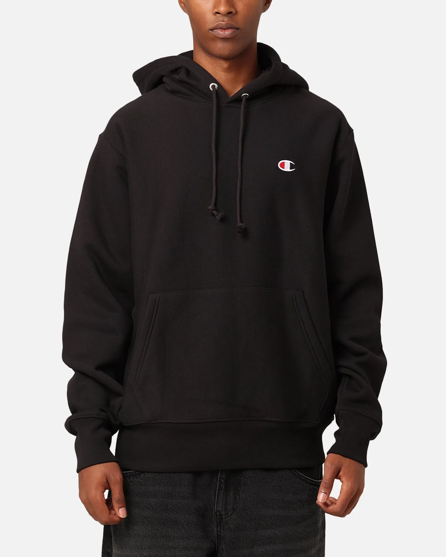 Champion Reverse Weave Small C Hoodie Black sold by Culture Kings