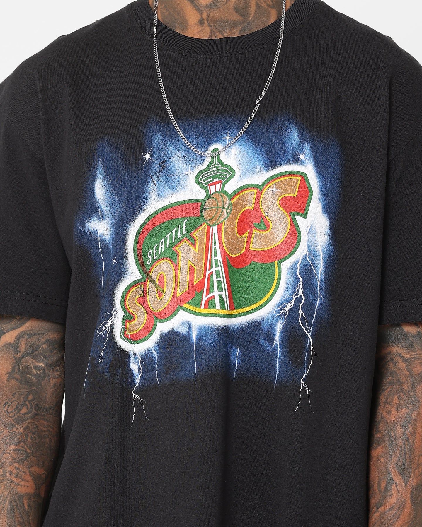 Mitchell & Ness Seattle Supersonics Logo Lightning T-Shirt Black sold by Culture Kings product image thumbnail 3