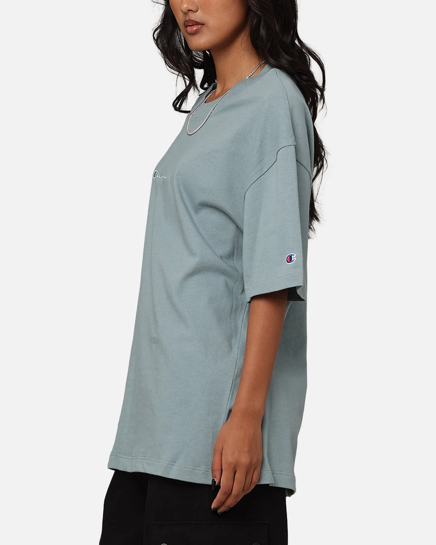 Champion Heritage New Script T-Shirt Sage Shimmer Green sold by Culture Kings product image thumbnail 5