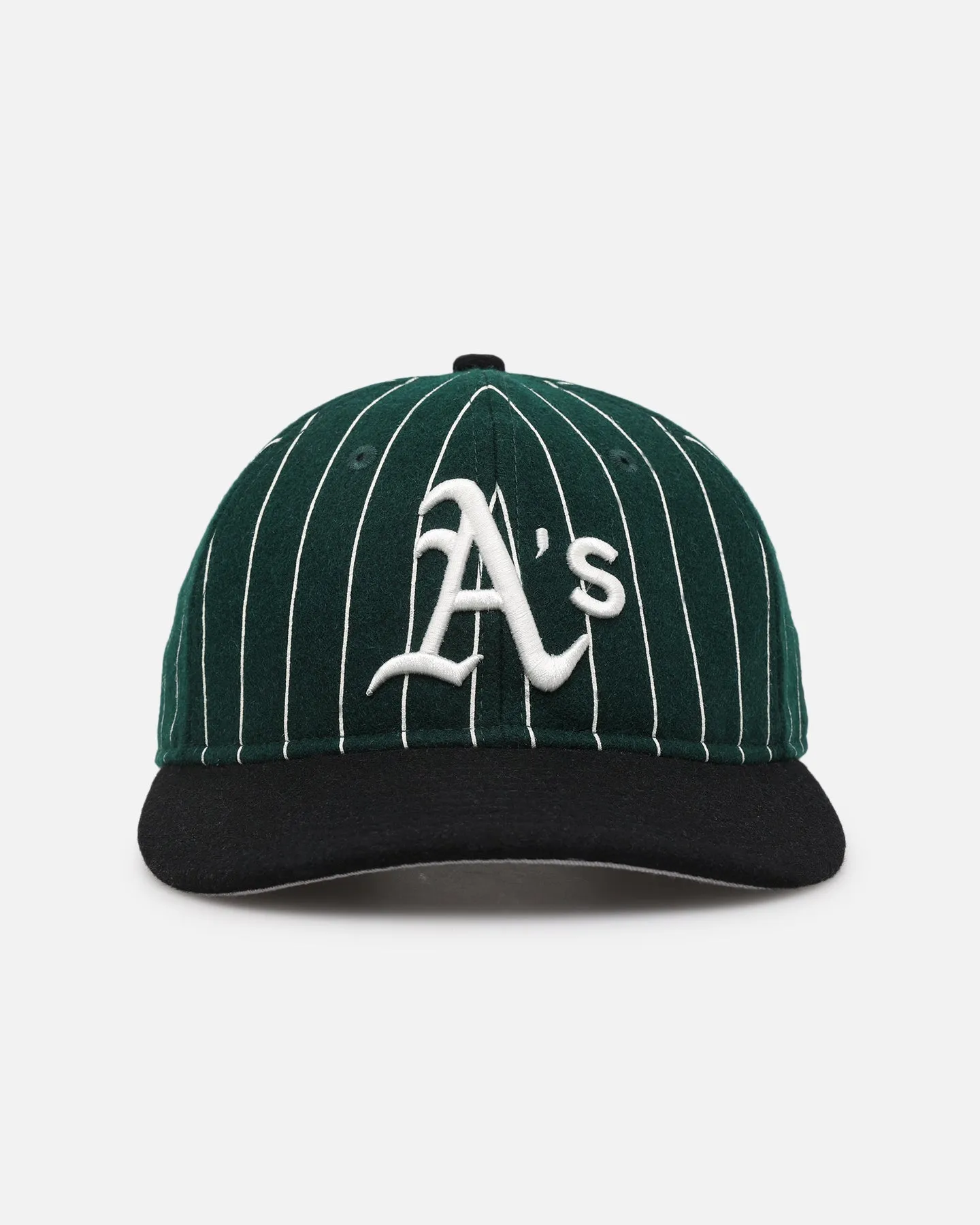 New Era Oakland Athletics 9FIFTY Retro Melton Pinstripe Strapback Dark Green/Black sold by Culture Kings