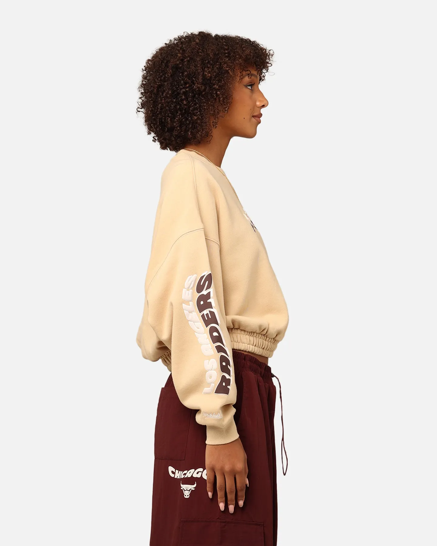 Mitchell & Ness Women's Los Angeles Raiders Dazed Cropped Crewneck Warm Sand sold by Culture Kings product image thumbnail 5