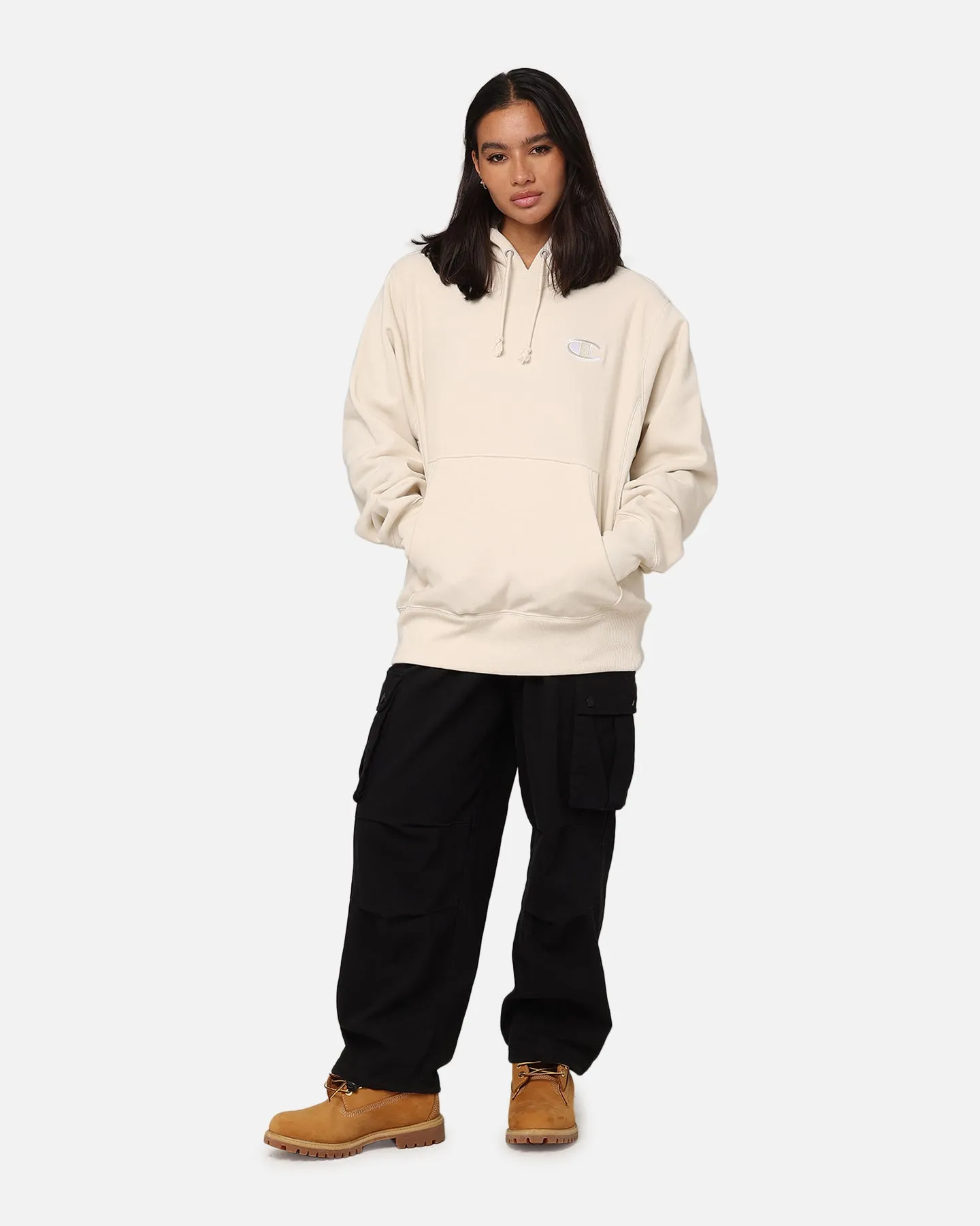 Champion Reverse Weave Big C Hoodie Oat Milk Latte sold by Culture Kings product image thumbnail 2