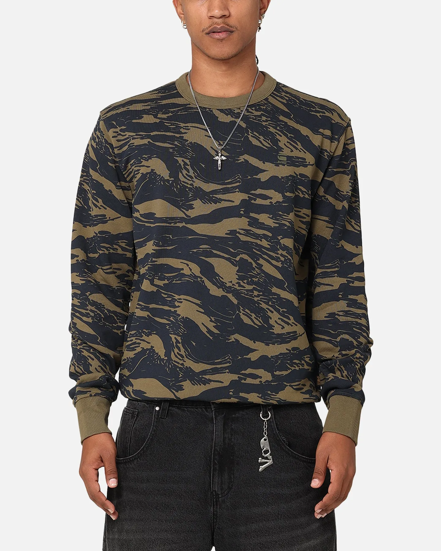 G-Star Tiger Camo Crewneck Sweater Olive Camo sold by Culture Kings