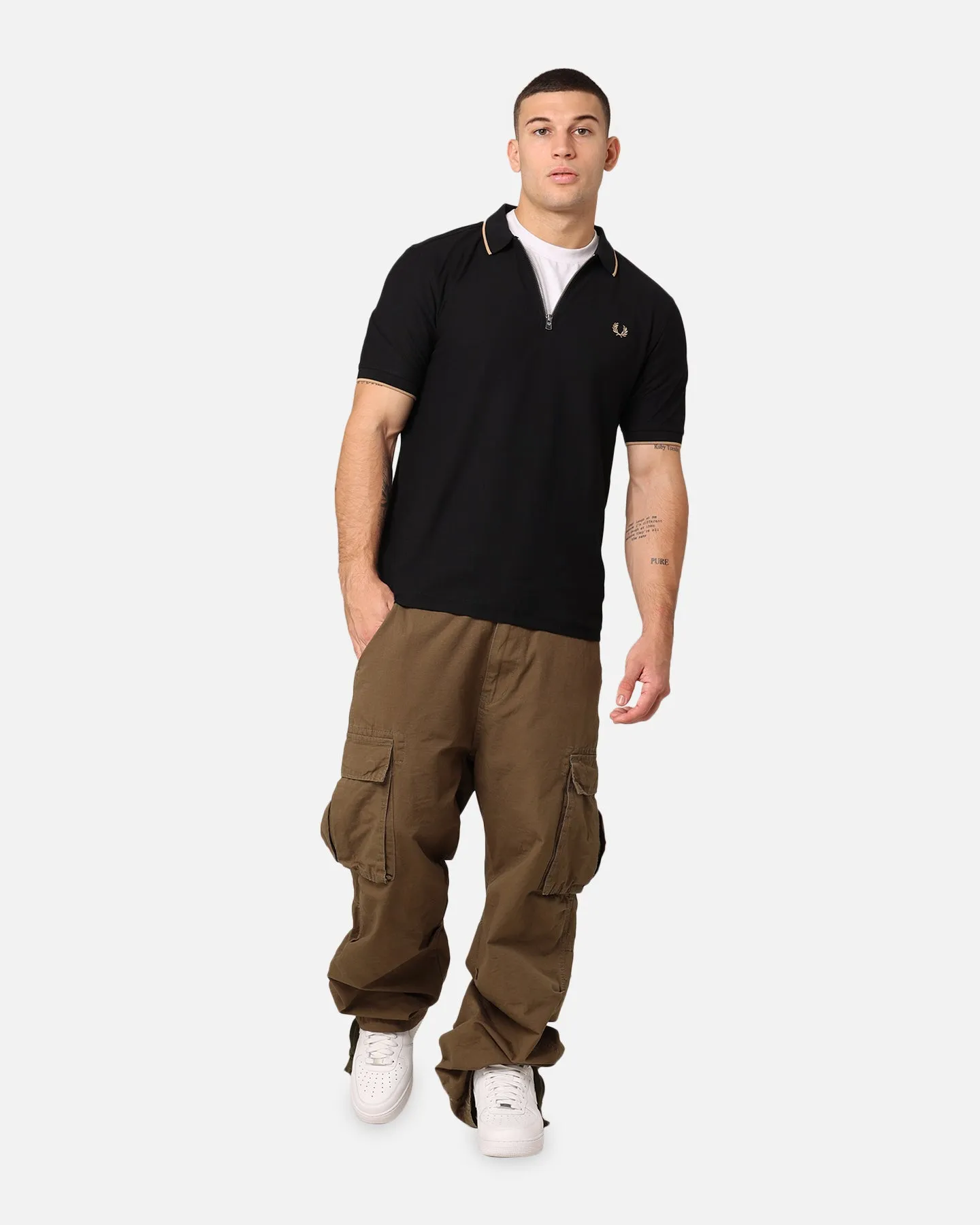 Fred Perry Crepe Pique Zip Neck Polo Shirt Black sold by Culture Kings product image thumbnail 2