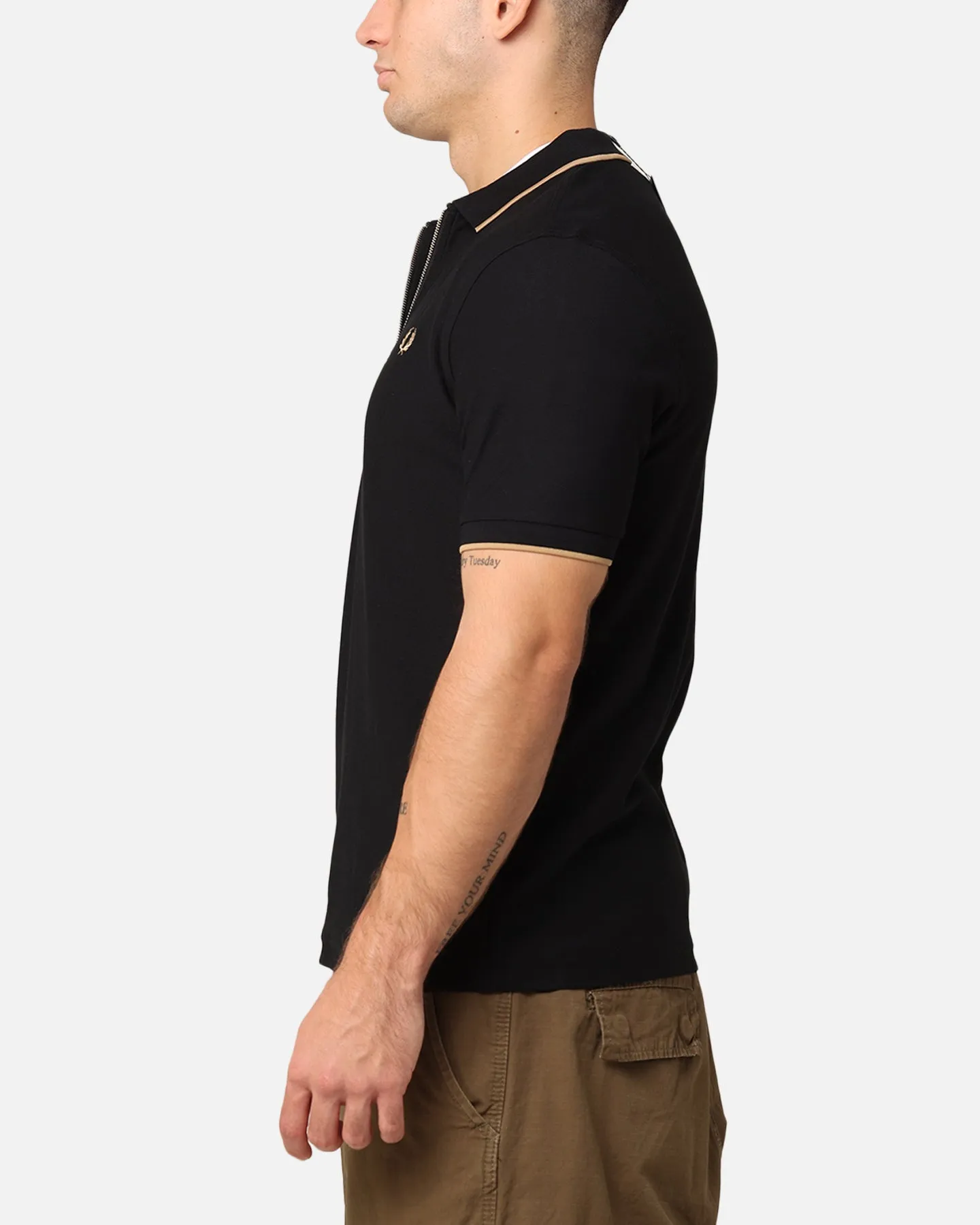 Fred Perry Crepe Pique Zip Neck Polo Shirt Black sold by Culture Kings product image thumbnail 5