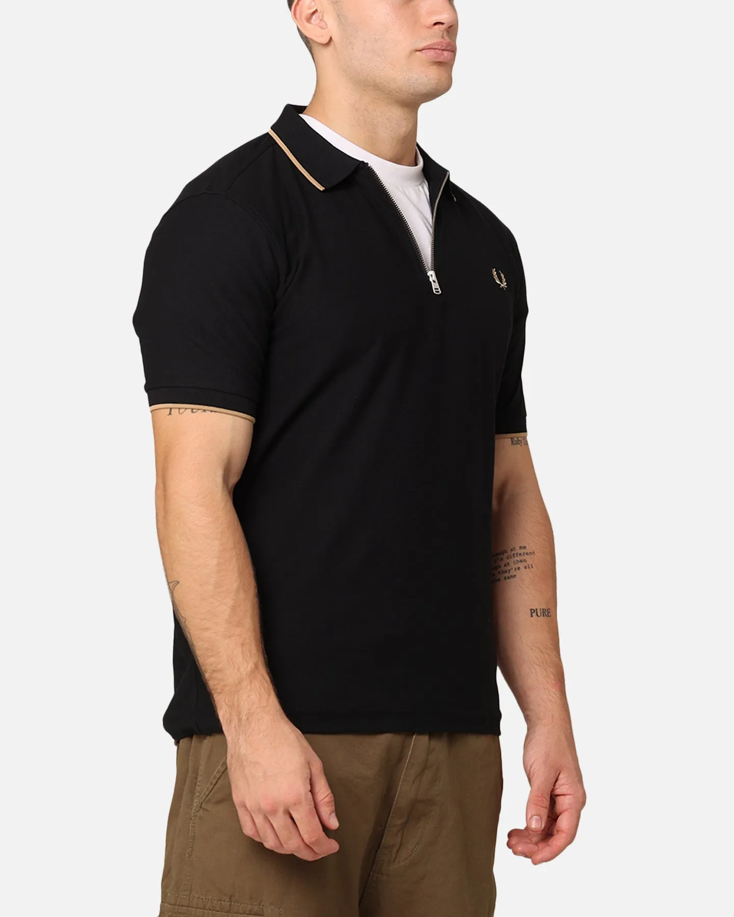 Fred Perry Crepe Pique Zip Neck Polo Shirt Black sold by Culture Kings product image thumbnail 4
