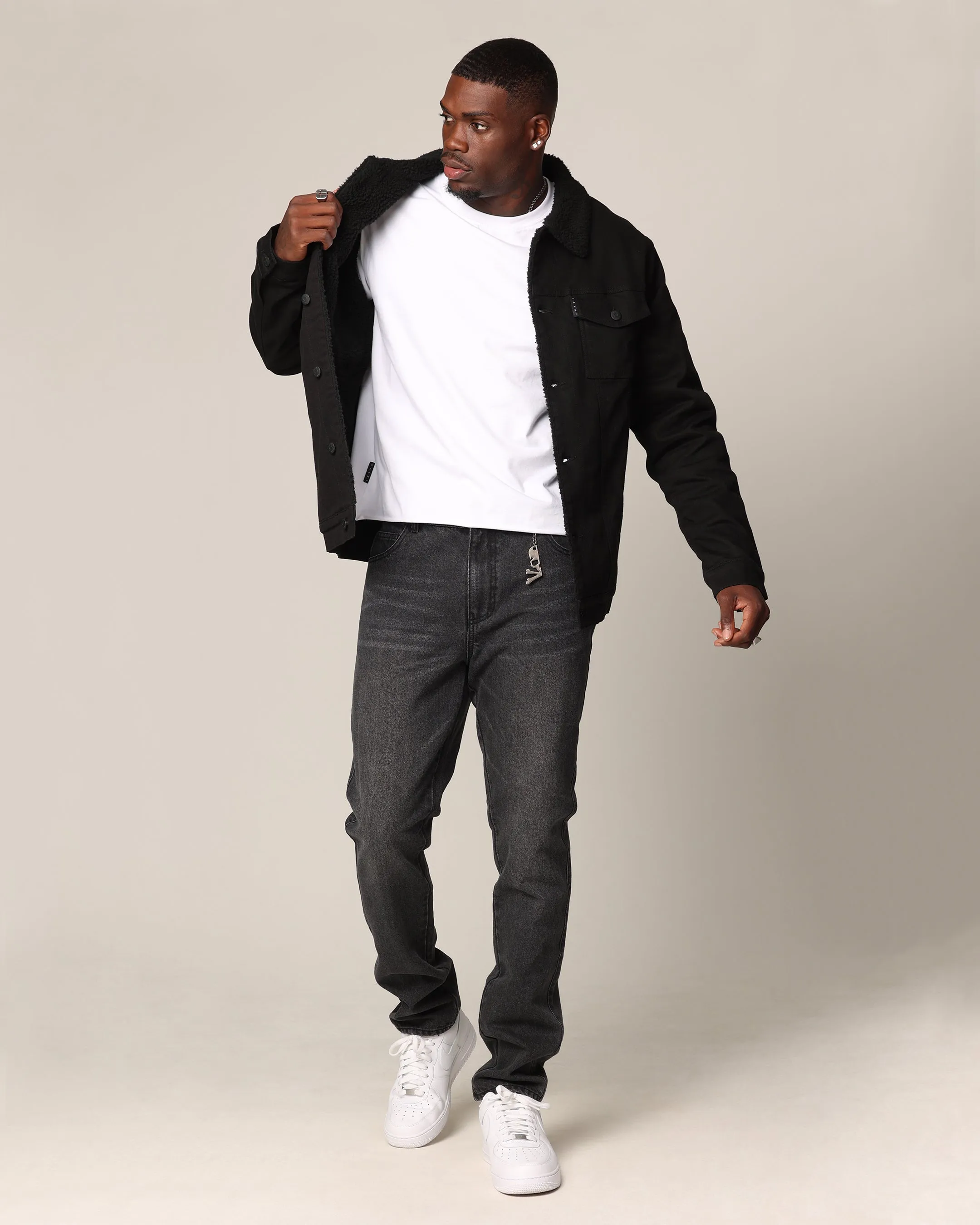 Saint Morta Sherpa Denim Jacket Black/Black sold by Culture Kings product image thumbnail 3