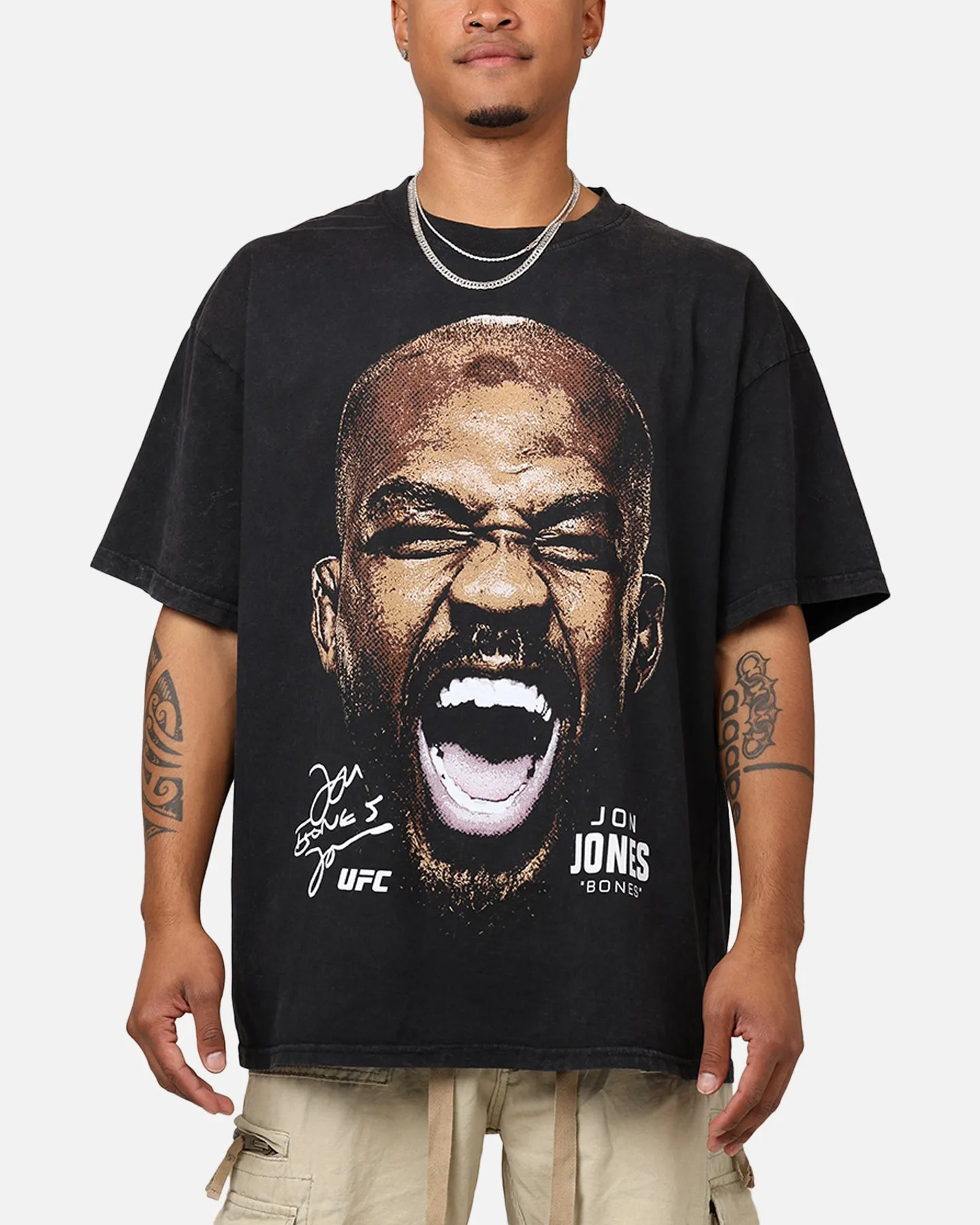 UFC By Goat Crew Jon Jones Big Face T-Shirt Black Acidwash sold by Culture Kings