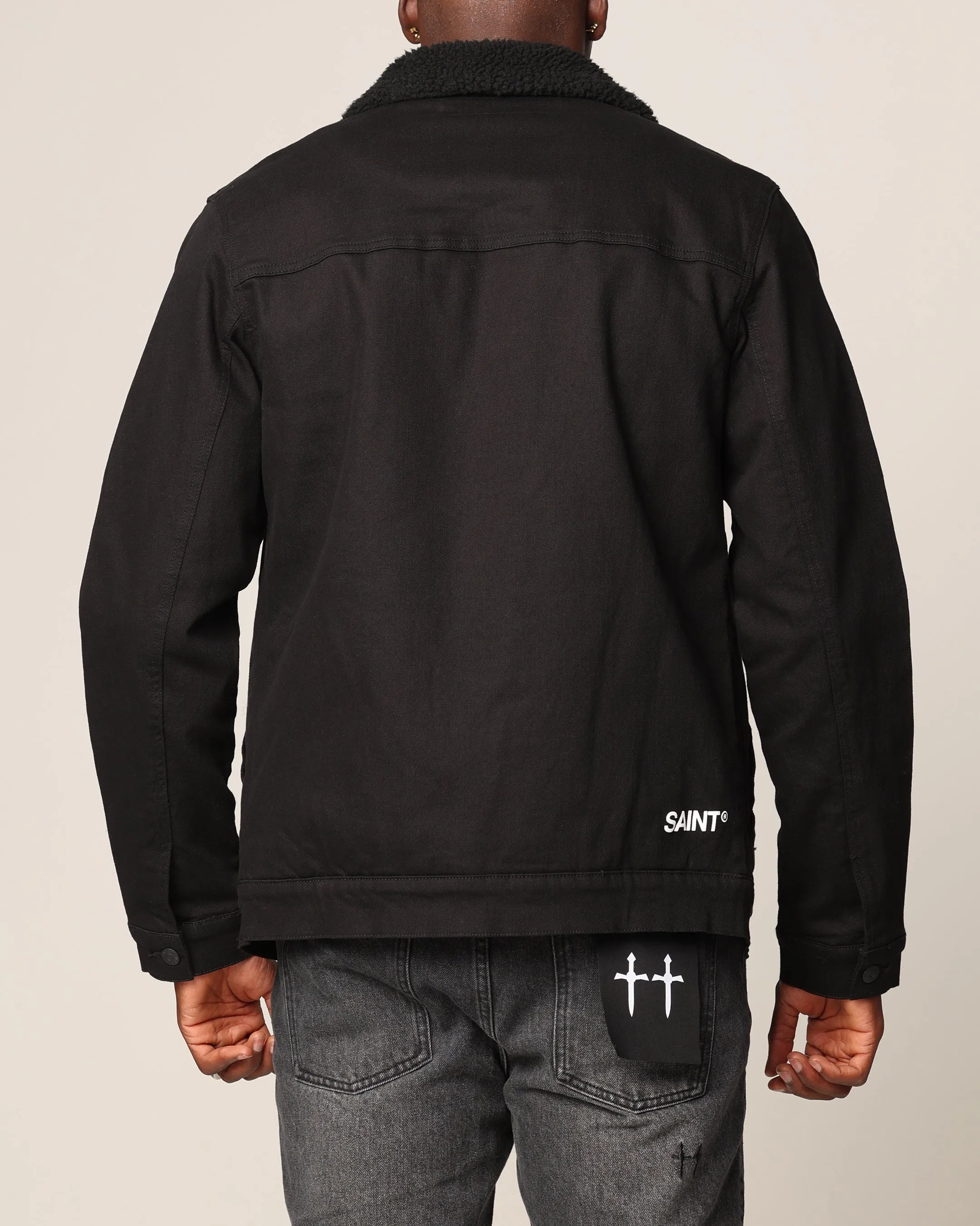 Saint Morta Sherpa Denim Jacket Black/Black sold by Culture Kings product image thumbnail 2
