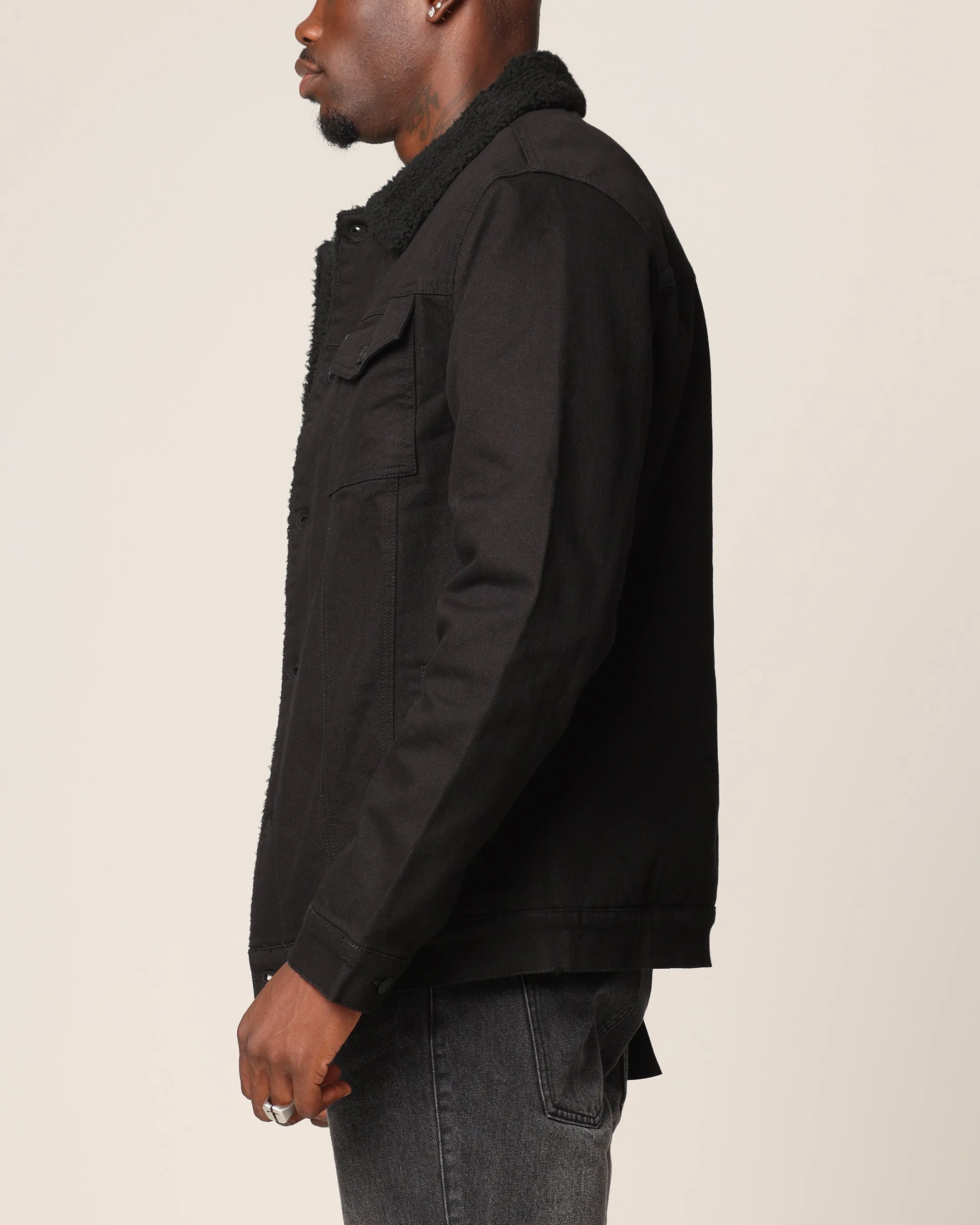 Saint Morta Sherpa Denim Jacket Black/Black sold by Culture Kings product image thumbnail 5