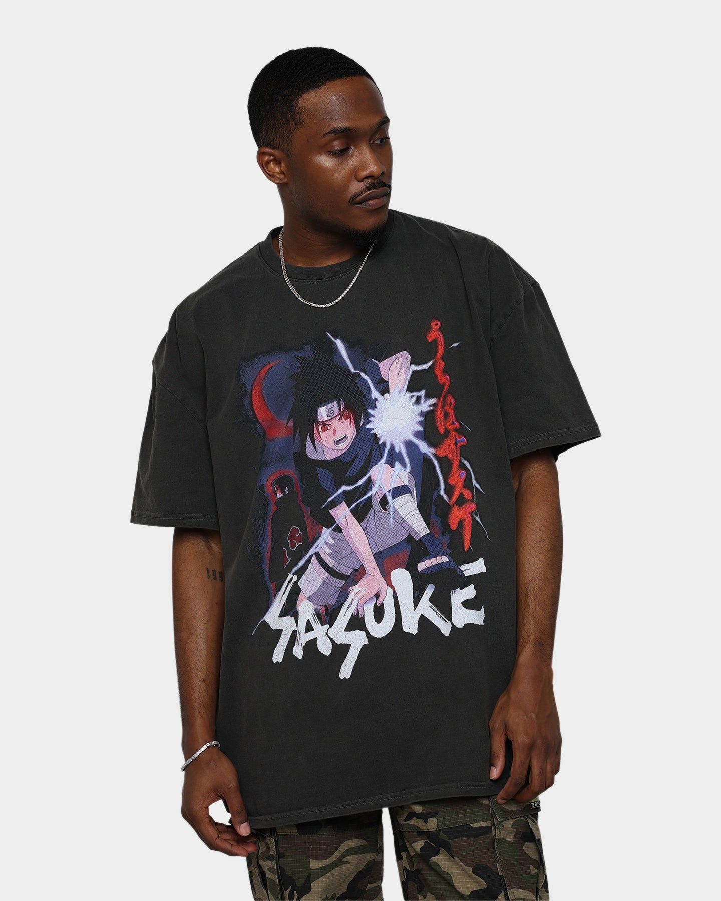 Goat Crew X Naruto Sasuke Heavyweight Vintage T-Shirt Black Wash sold by Culture Kings
