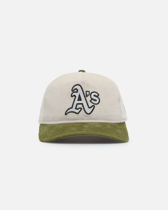 New Era Oakland Athletics 'Dusty Olive Corduroy' Golfer Pre-Curved Snapback Green Med sold by Culture Kings