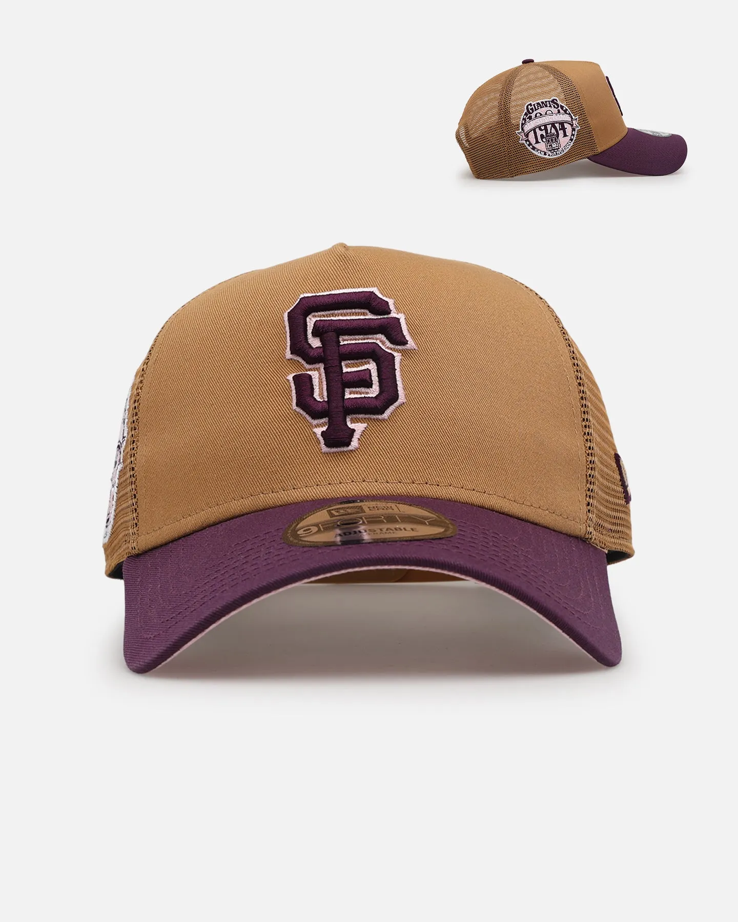 New Era San Francisco Giants 'Rustic Rose' 9FORTY A-Frame Trucker Snapback Wheat sold by Culture Kings