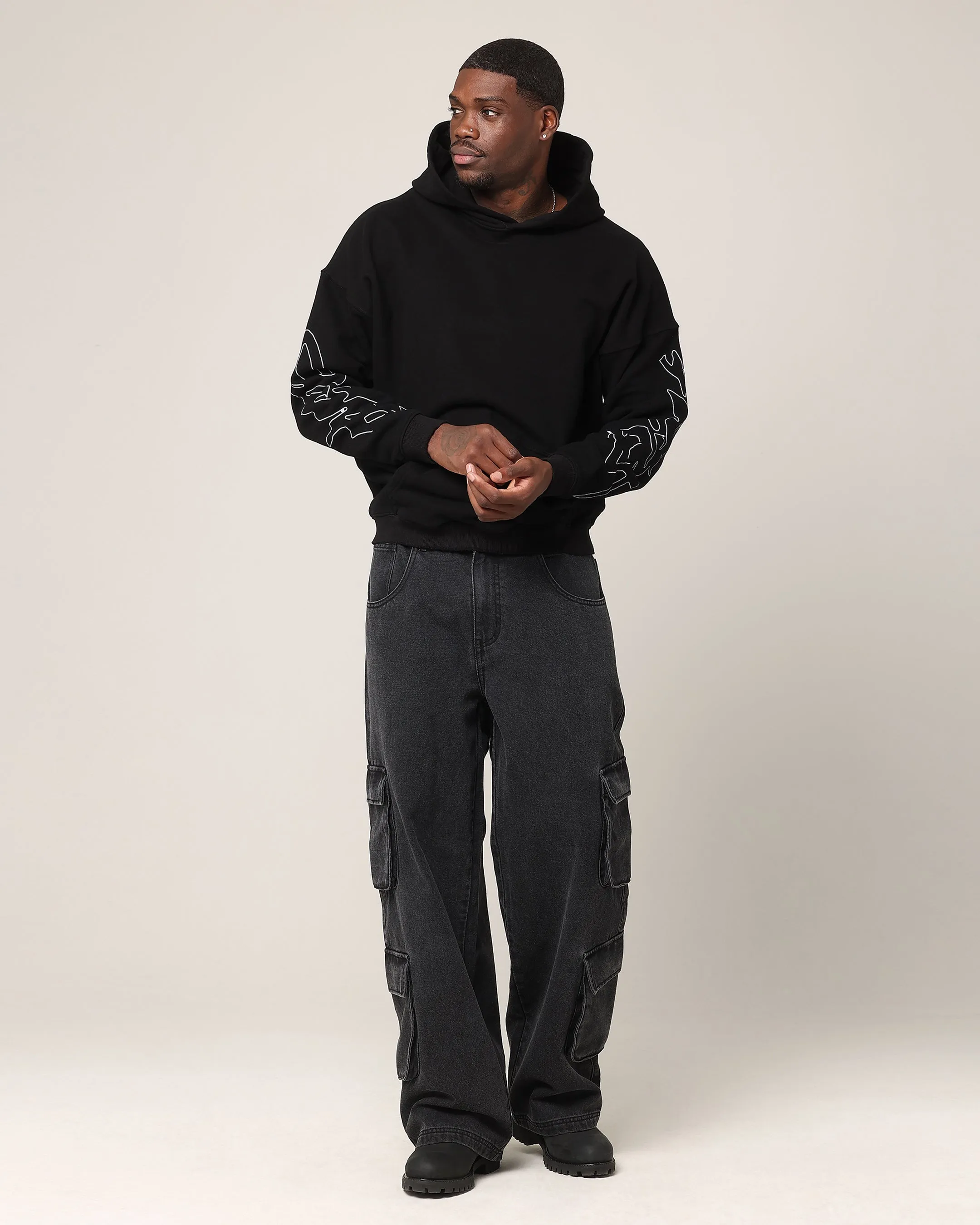 Saint Morta Veiled Boxy Hoodie Black sold by Culture Kings product image thumbnail 4