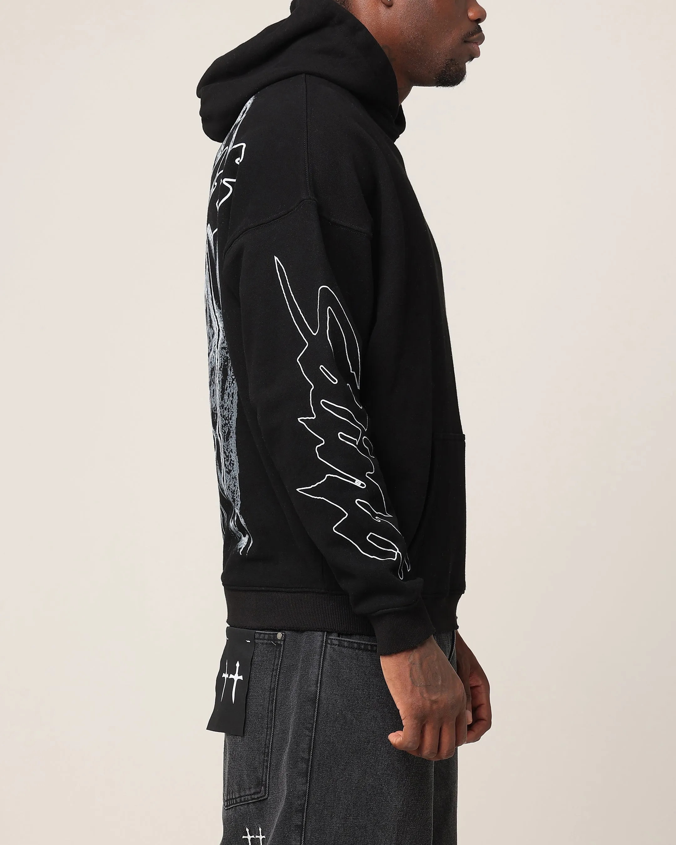 Saint Morta Veiled Boxy Hoodie Black sold by Culture Kings product image thumbnail 5