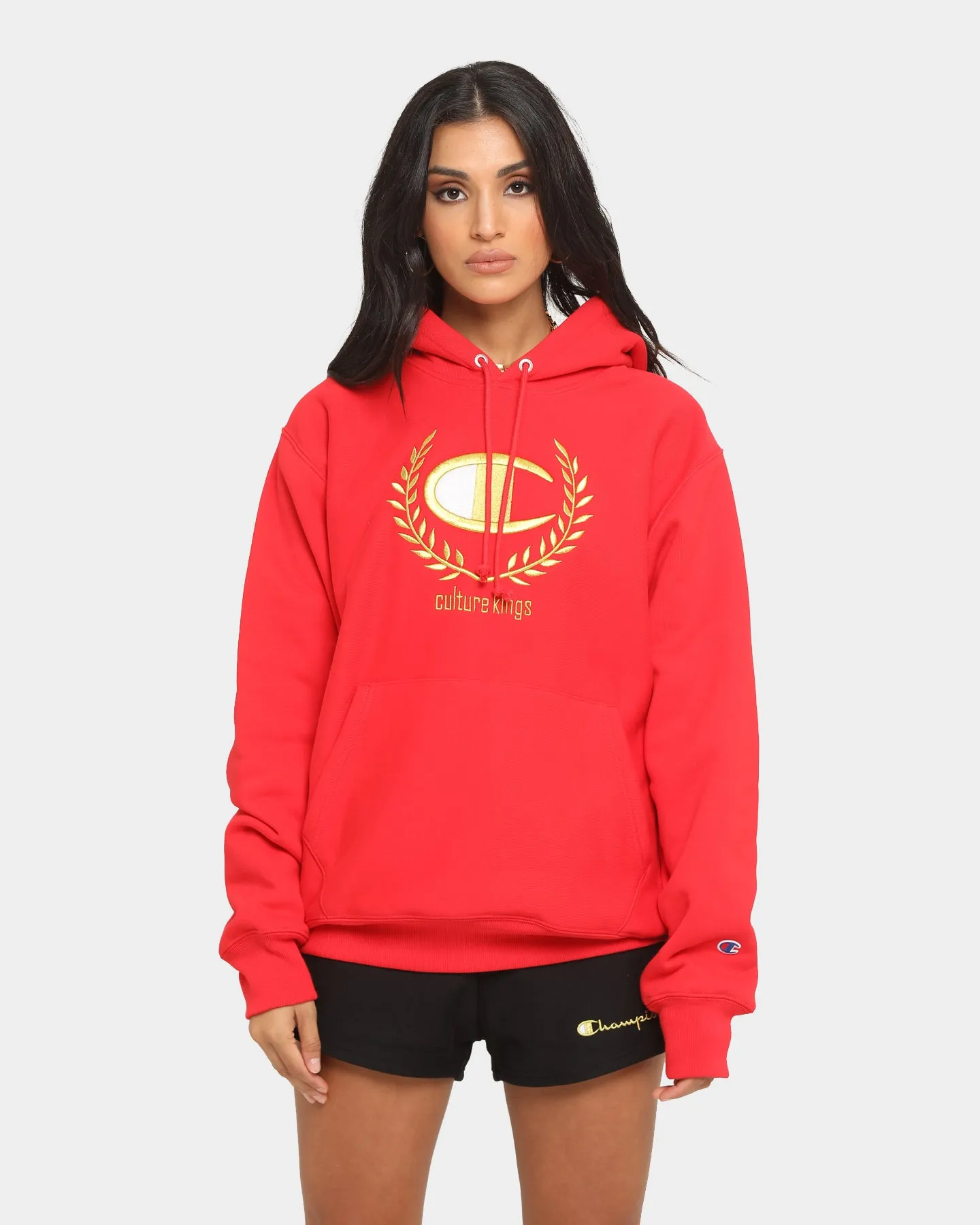 Champion Champion x Culture Kings Rev Weave Hoodie Red/Gold sold by Culture Kings product image thumbnail 2