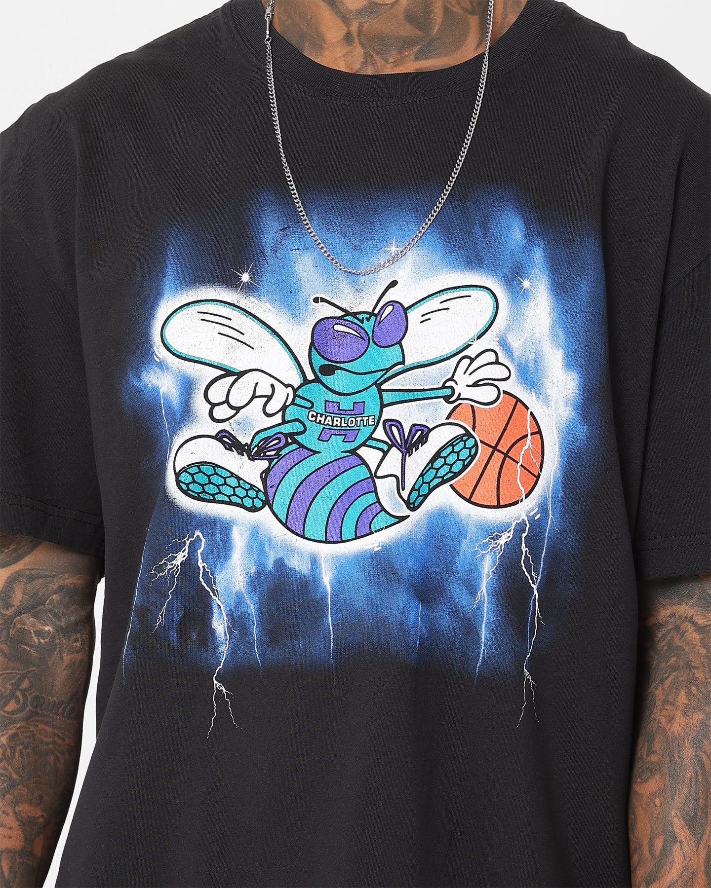 Mitchell & Ness Charlotte Hornets Logo Lightning T-Shirt Black sold by Culture Kings product image thumbnail 3