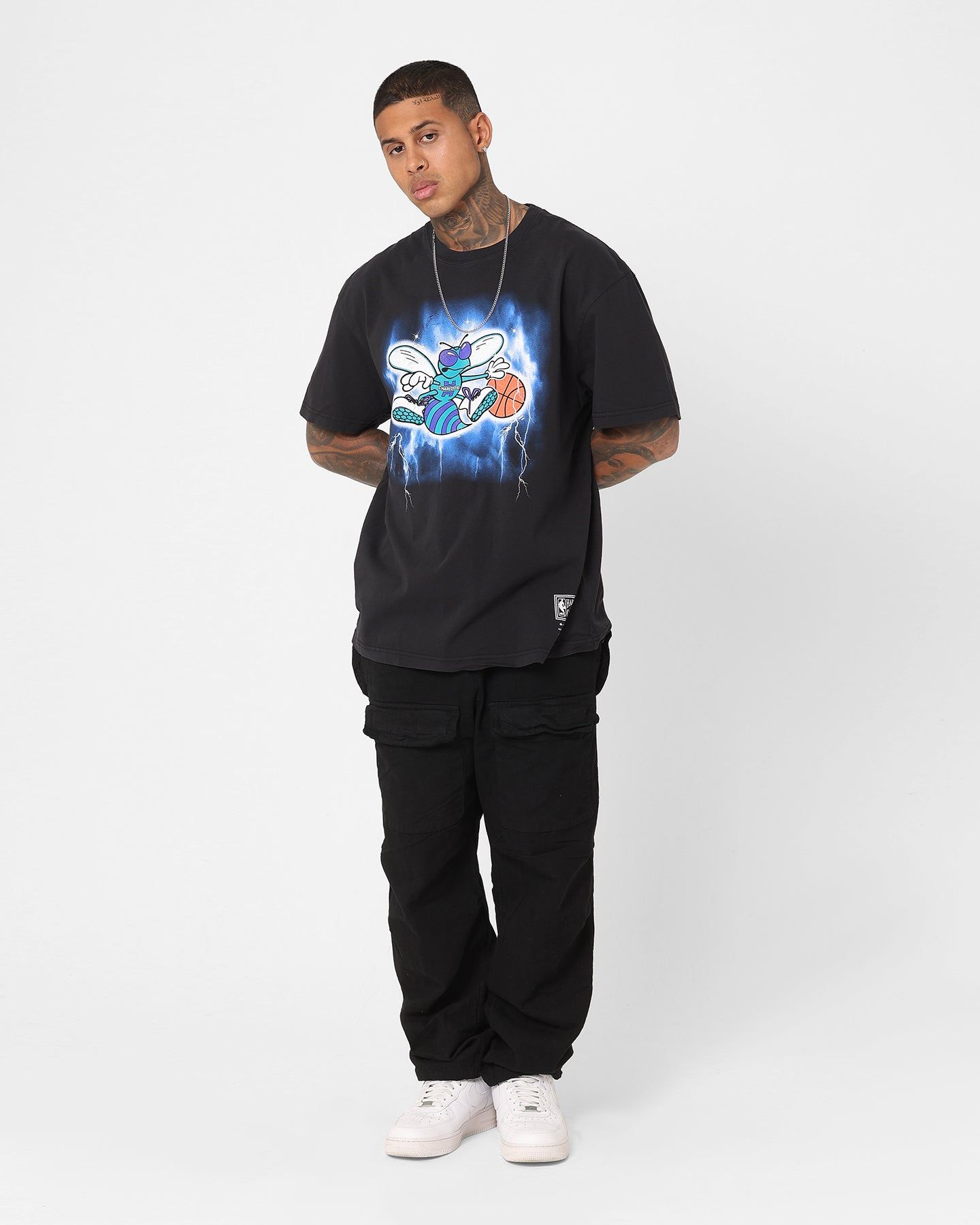 Mitchell & Ness Charlotte Hornets Logo Lightning T-Shirt Black sold by Culture Kings product image thumbnail 2