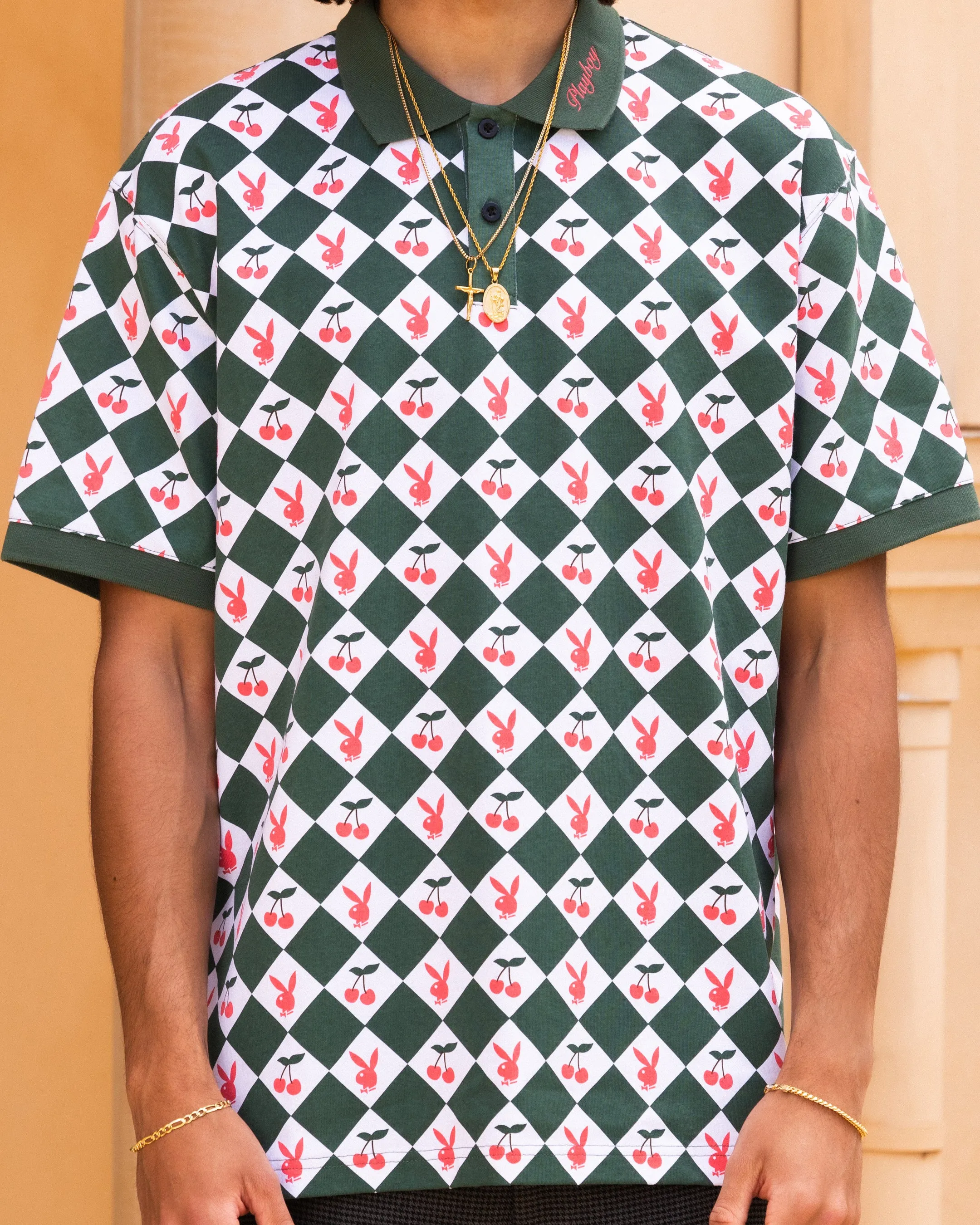 Playboy By Culture Kings Cherry Polo Shirt Green/White sold by Culture Kings product image thumbnail 3