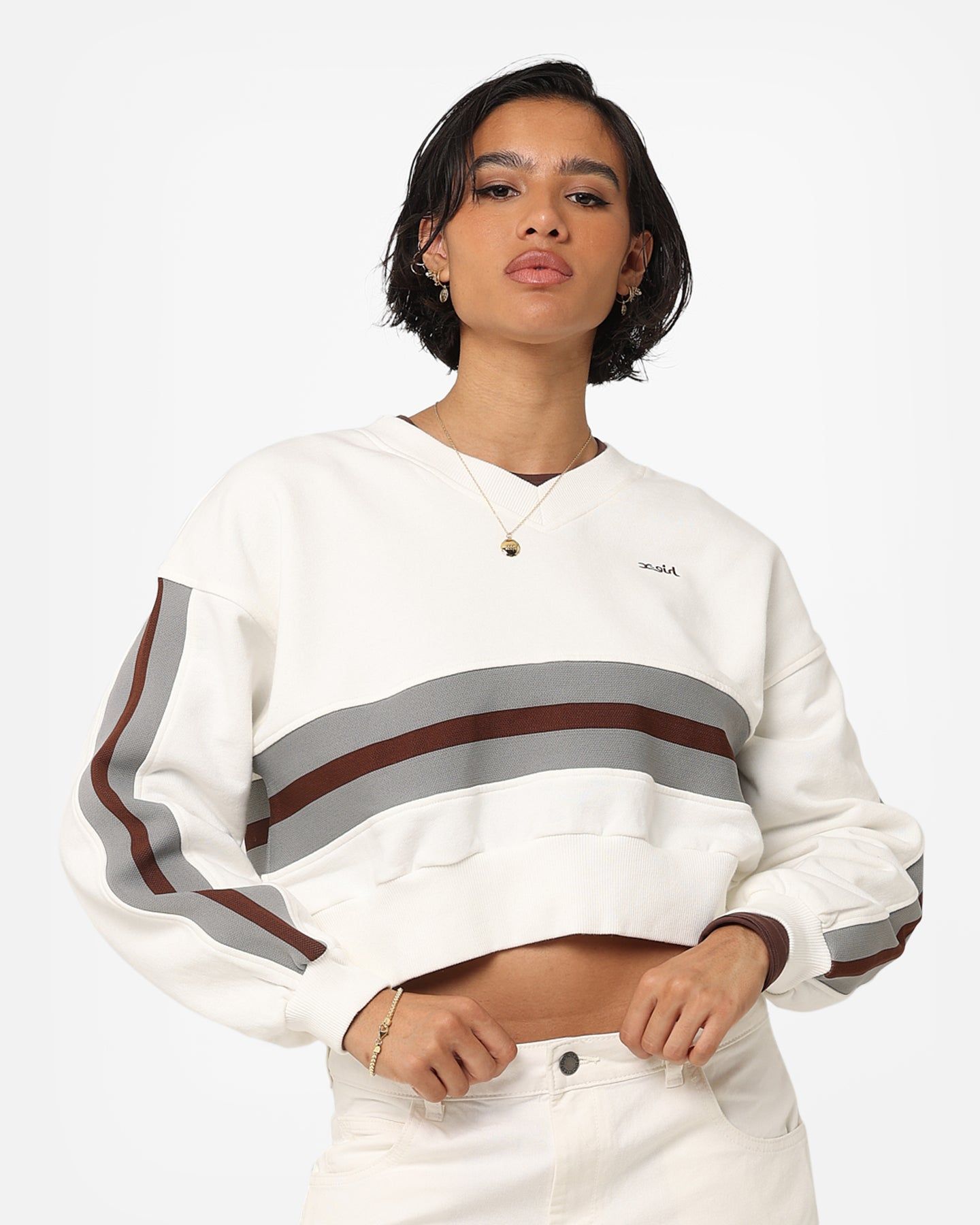 X-Girl Women's Panelled Sweat Top White sold by Culture Kings