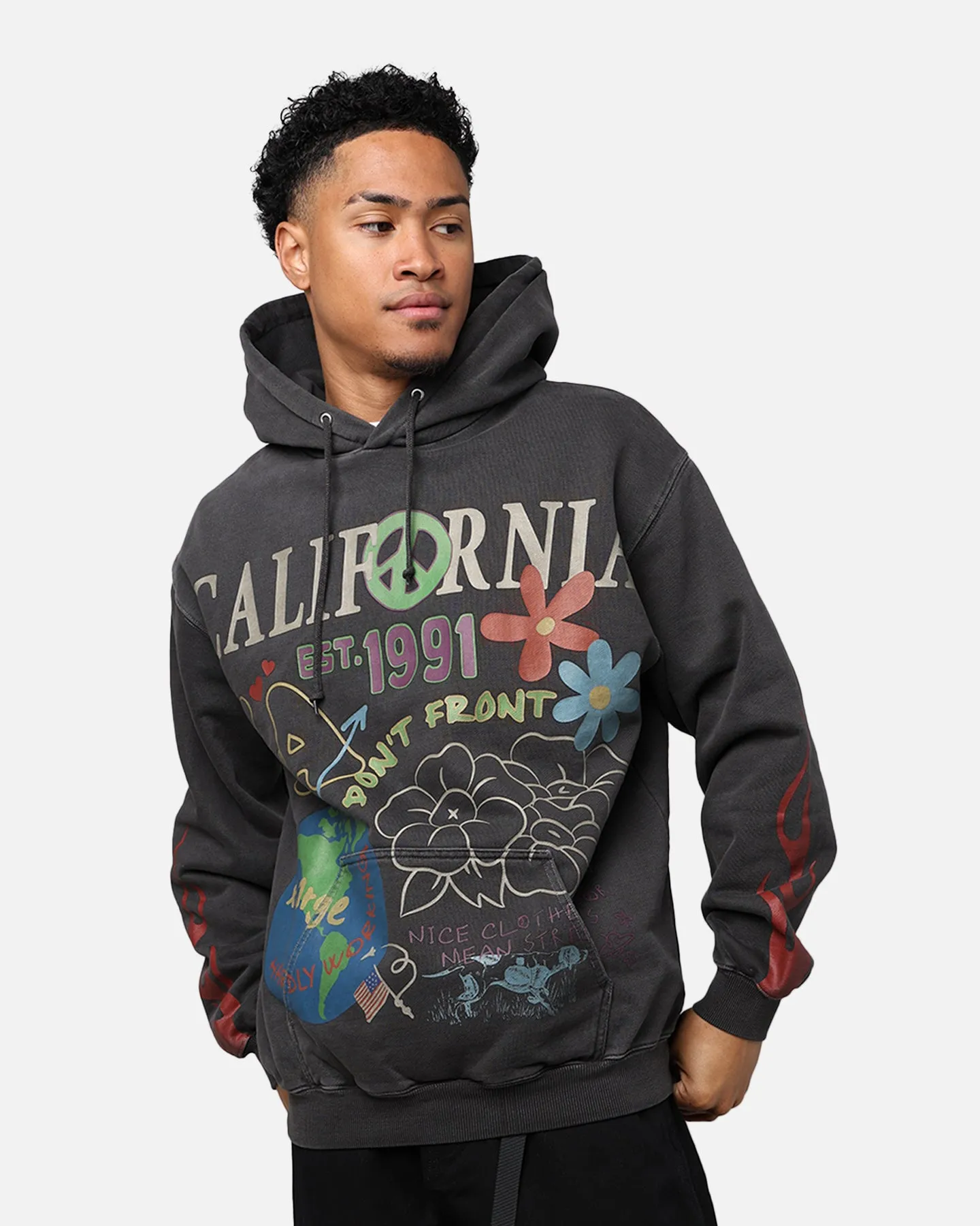 X-Large Pigment Dyed Peace Hoodie Black sold by Culture Kings