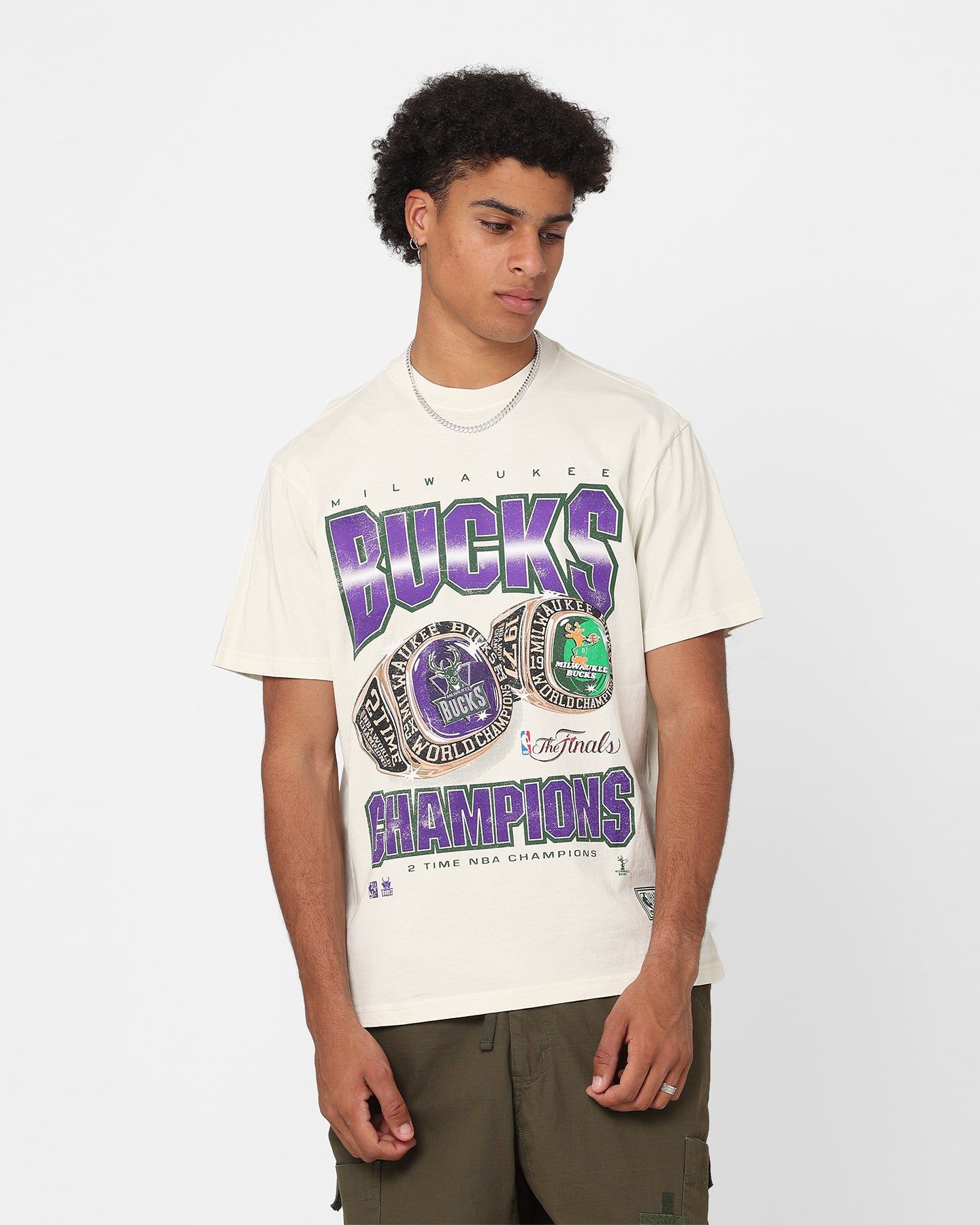 Mitchell & Ness Milwaukee Bucks 2021 Champions T-Shirt Unbleached sold by Culture Kings