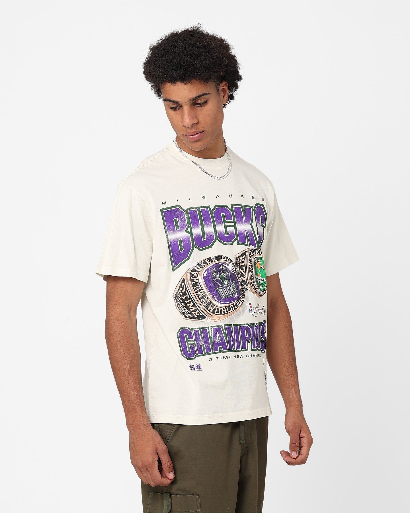 Mitchell & Ness Milwaukee Bucks 2021 Champions T-Shirt Unbleached sold by Culture Kings product image thumbnail 5
