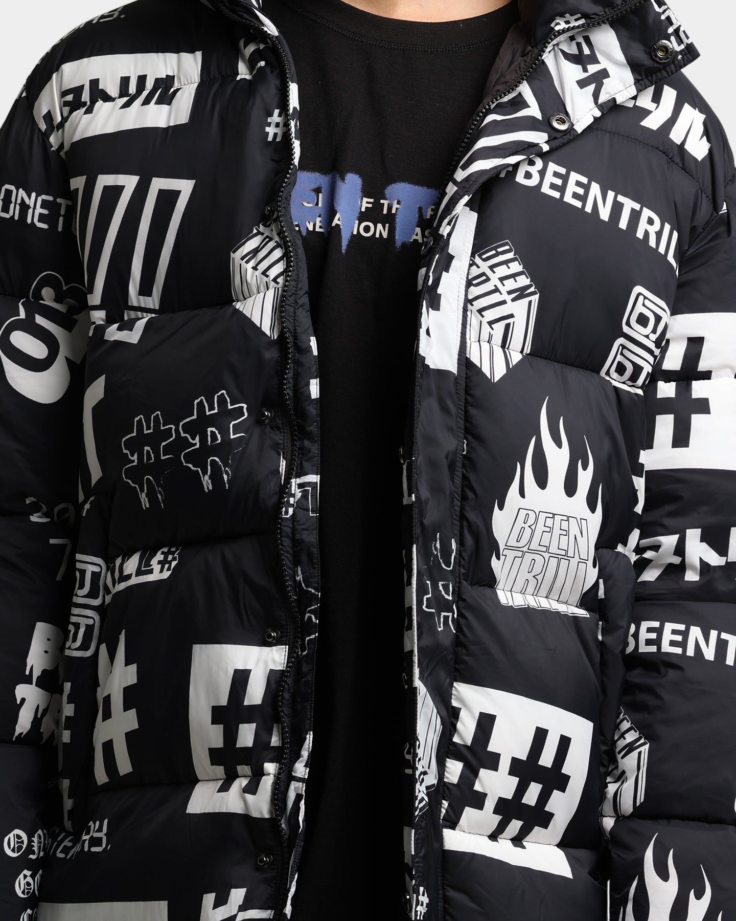 BEENTRILL Logo All Over Puffer Jacket Black sold by Culture Kings product image thumbnail 3